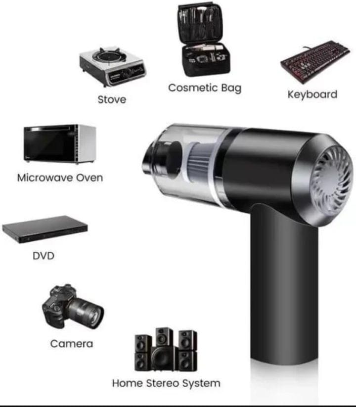 Portable 3 in 1 Car Vacuum Black ABS